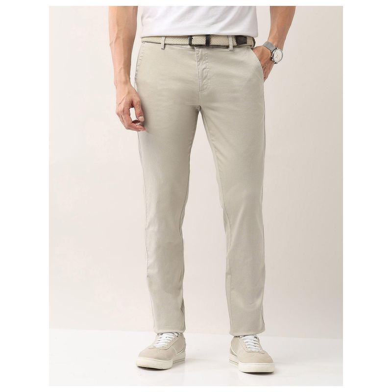 AD By Arvind Beige Modern Slim Fit Smart Flex Chinos (32)
