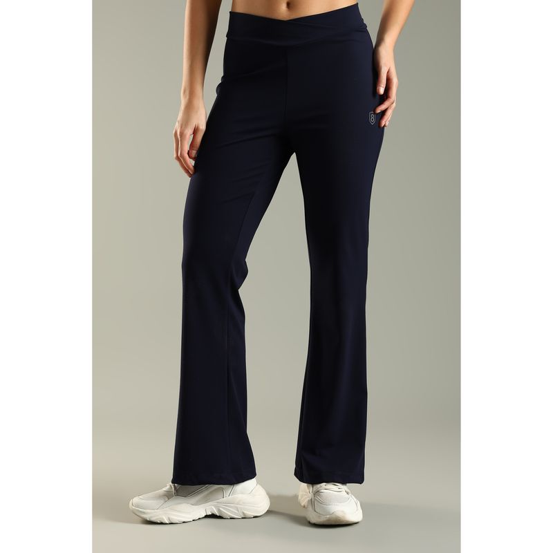 DOMIN8 Women's Lightweight Boot Cut Stretchy Track pant-Navy Blue (S)