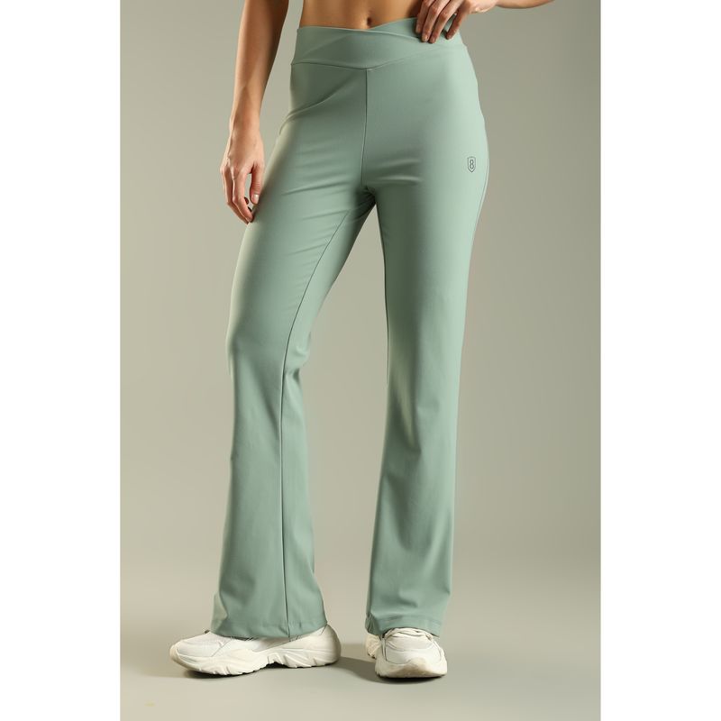 DOMIN8 Women's Lightweight Boot Cut Stretchy Track pant-Green (M)
