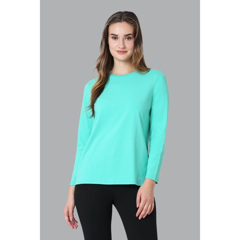 Van Heusen Women Round Neck & Full Sleeve Lounge T-Shirt - Marine Green (L)