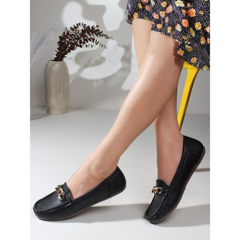 Iconics Women Slip On Black Loafers (EURO 38)