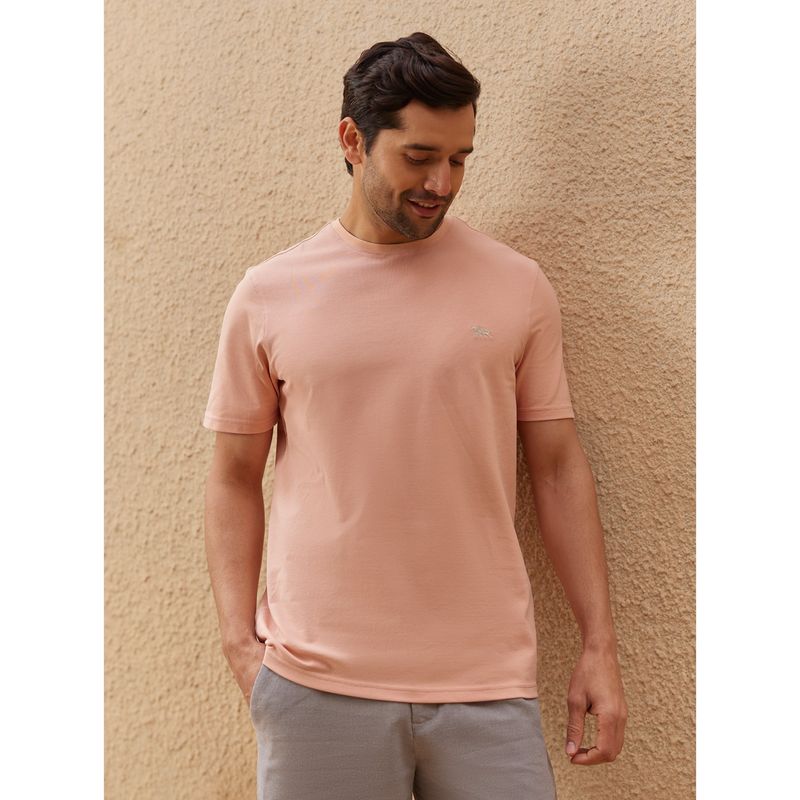Andamen Regular Fit Pink Men's Half Sleeve Gold Finish Crew Neck (M)