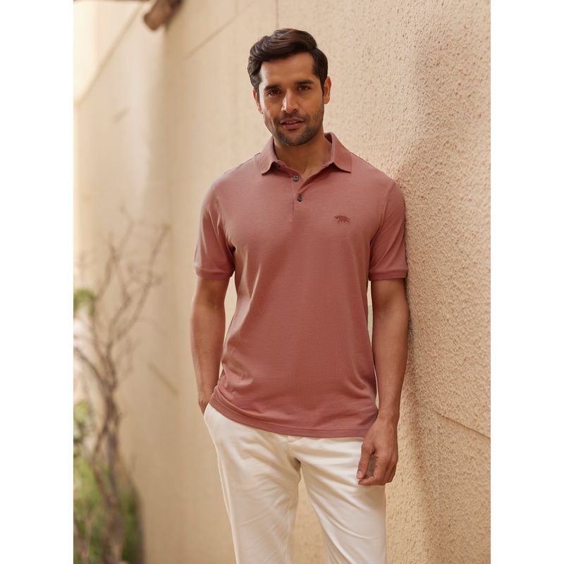 Andamen Regular Fit Pink Men's Half Sleeve Gold Finish Polo (2XL)