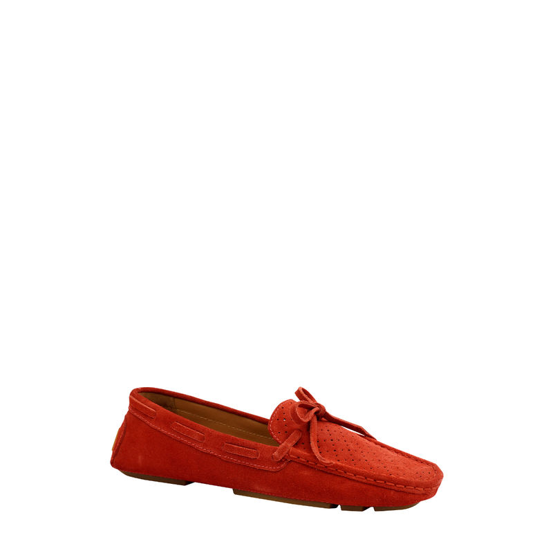 Eske Textured Red Suede Kathe Mocassin for Women (UK 3)