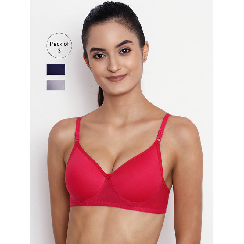 Abelino Pack Of 3 Non-wired Lightly Padded T-shirt Bras. - Multi-Color (36B)