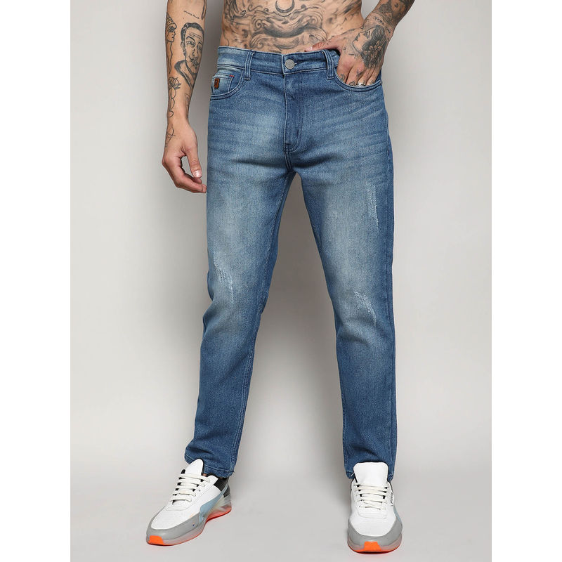 Campus Sutra Mens Tapered Medium Wash Denim Jeans (32)