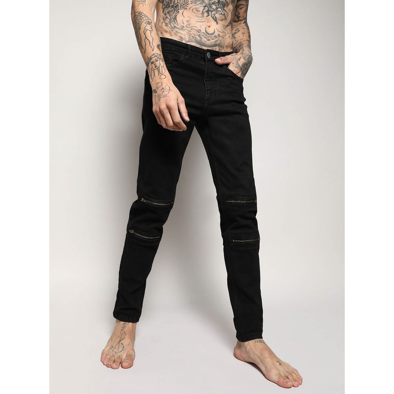 Campus Sutra Mens Zip Detail Slim Fit Denim Jeans (34)