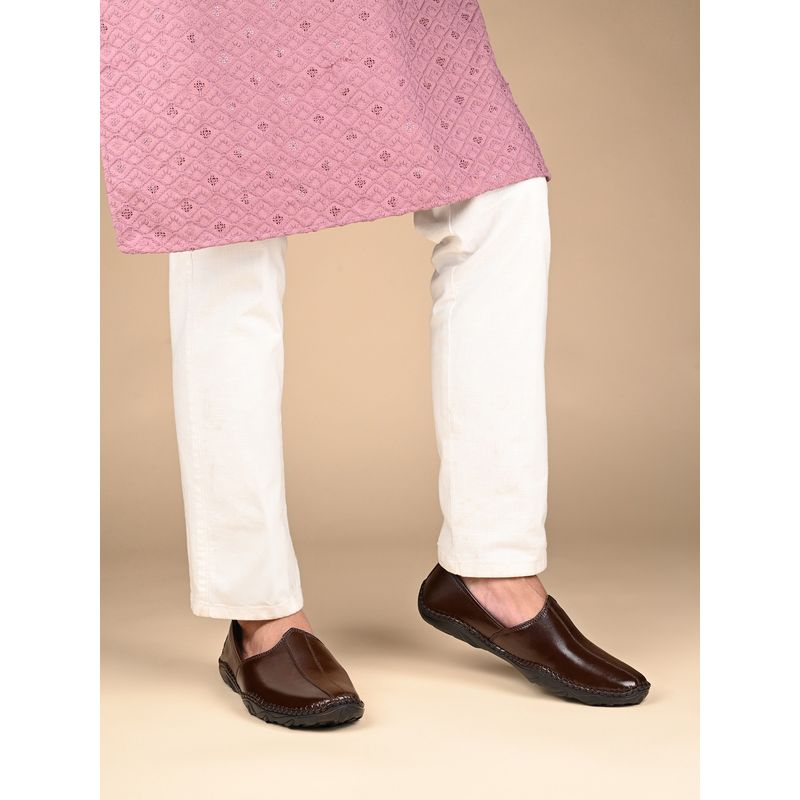 Louis Stitch Men Brown Mojaris (UK 7)