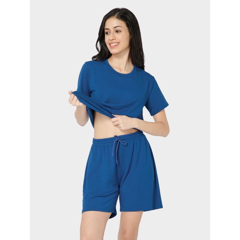 Bummer Womens Premium Lounge Shorts with Drawstring Waist Blue (M)