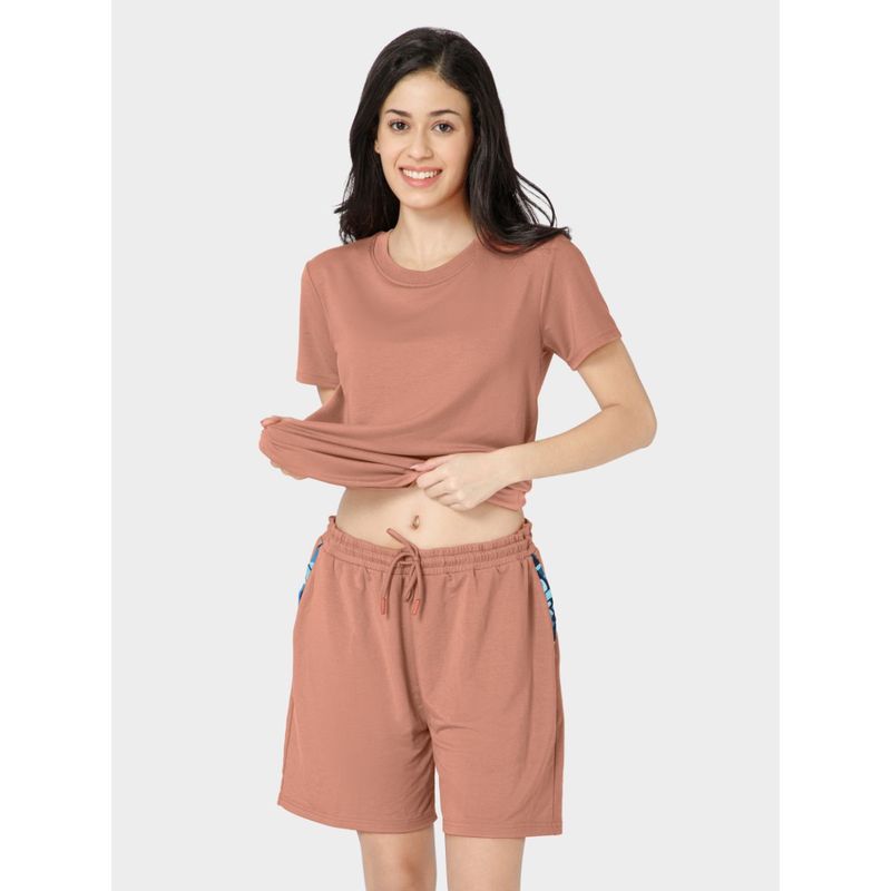 Bummer Womens Premium Lounge Shorts with Drawstring Waist Peach (M)