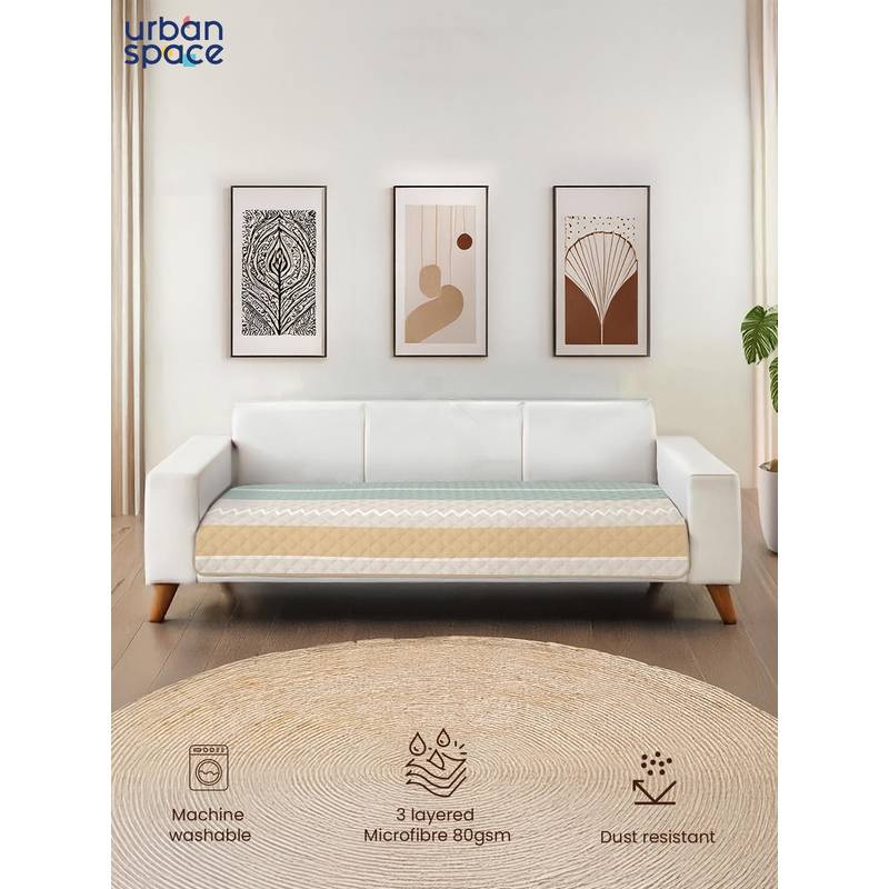 Urban Space Quilted Microfibre Sofa Cover with Tassels - River Bands (1 Seater)