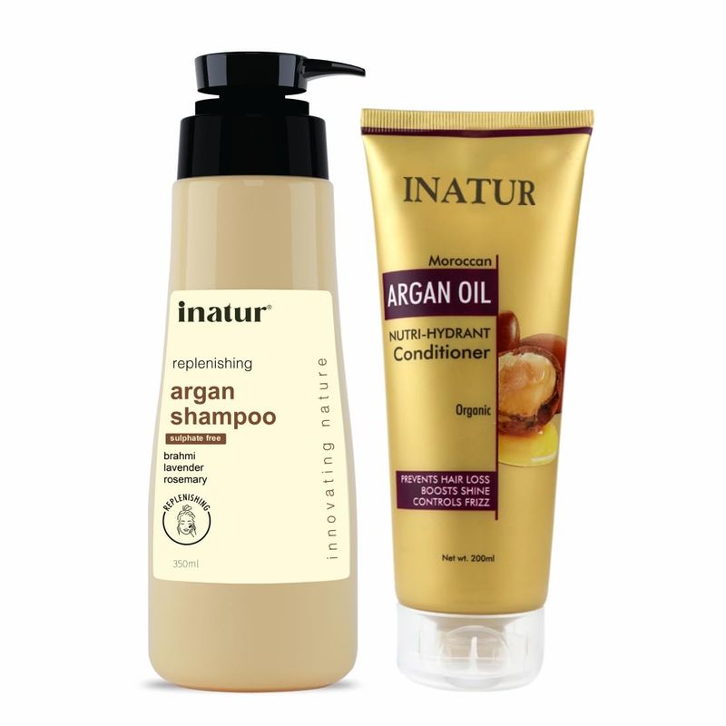 inatur Argan Oil Shampoo + Conditioner Combo, Strengthen & Arrest Hair fall, For Dry & Frizzy Hair