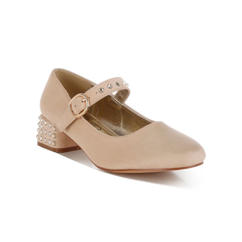 London Rag Beige Studded Mary Jane Pump Heels (UK 3)