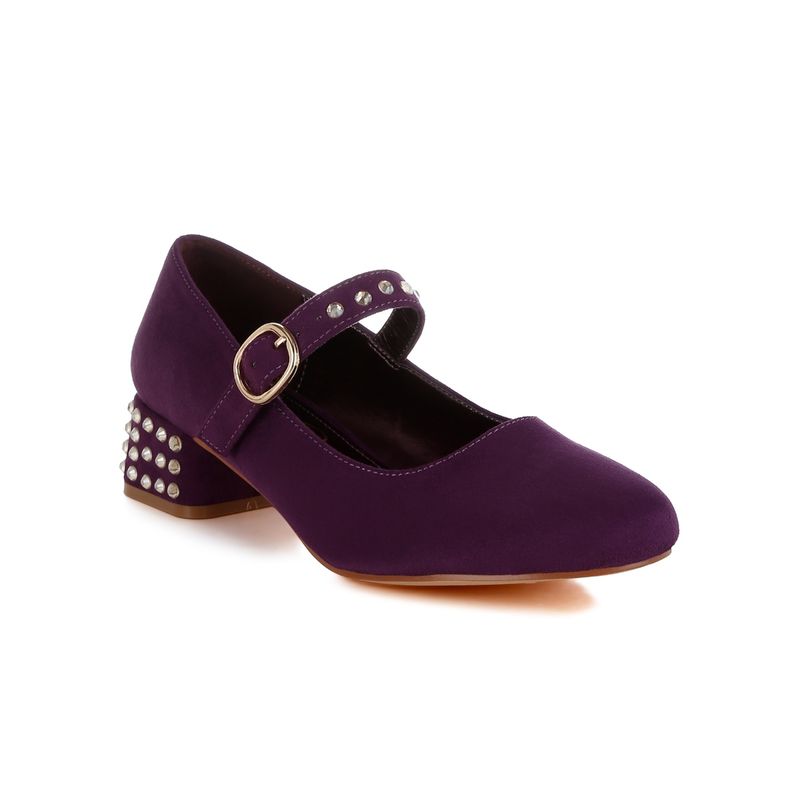 London Rag Purple Studded Mary Jane Pump Heels (UK 3)