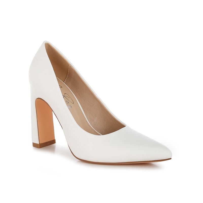 London Rag White Faux Leather Pump Heels (UK 6)