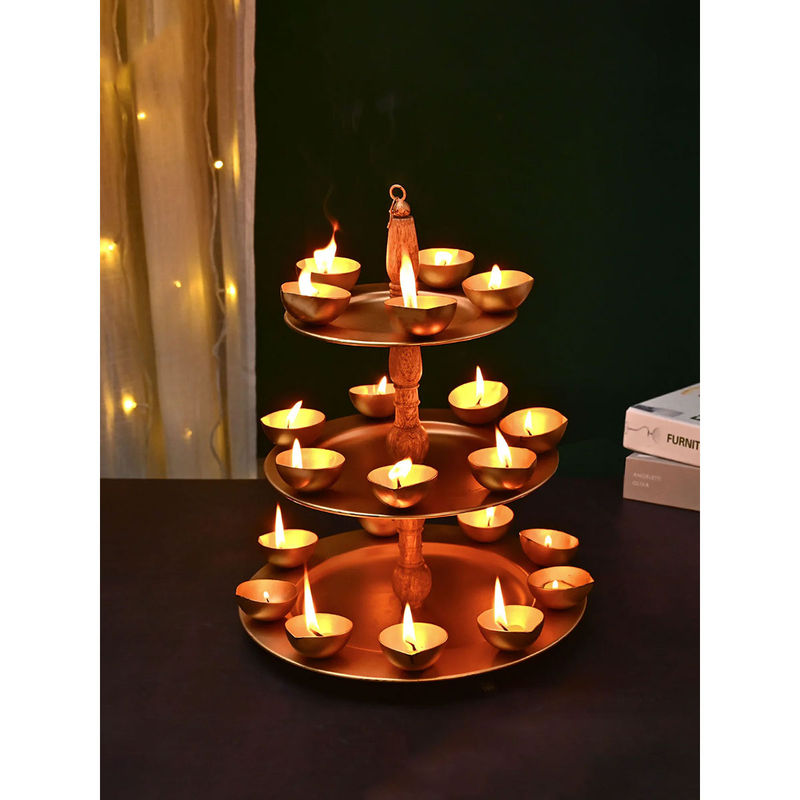 Buy DecorTwist 1 Layered Hanging Tea Light Holder Gold Online