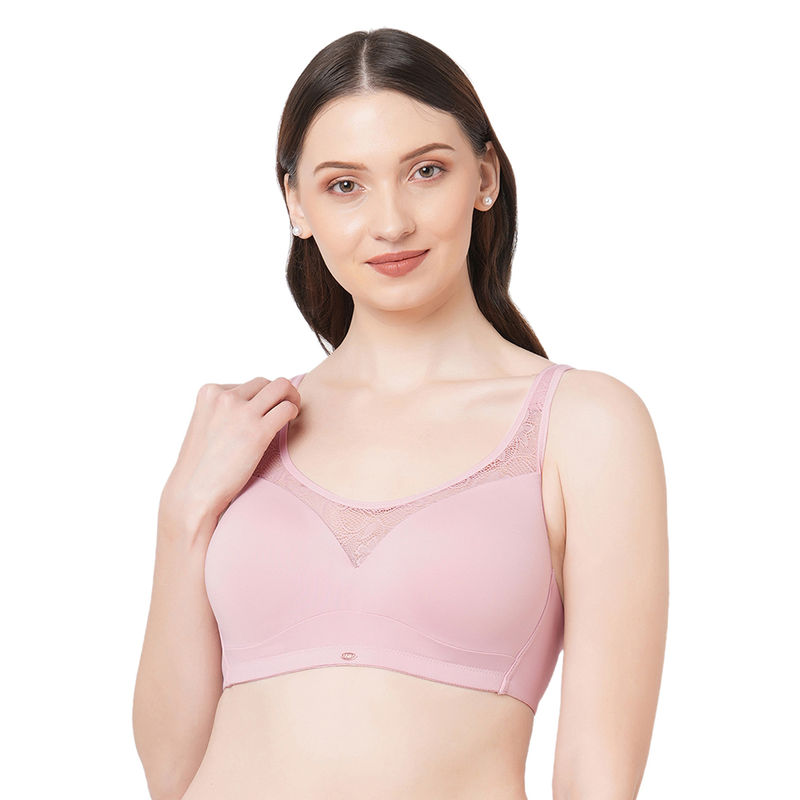SOIE Full Coverage Padded Non Wired Lace Detail Cami Bra-Mist (34D)