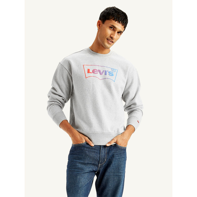 Levi's Mens Brand Logo Light Grey Crew Neck Sweatshirt (M)