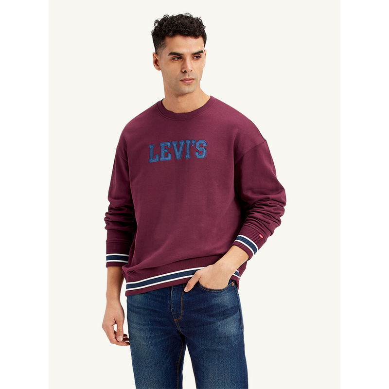 Levi's Mens Brand Logo Burgundy Crew Neck Sweatshirt (XL)