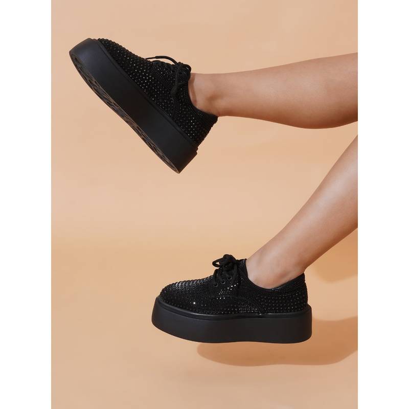 The White Pole Women's Black Casual Sneakers (EURO 39)