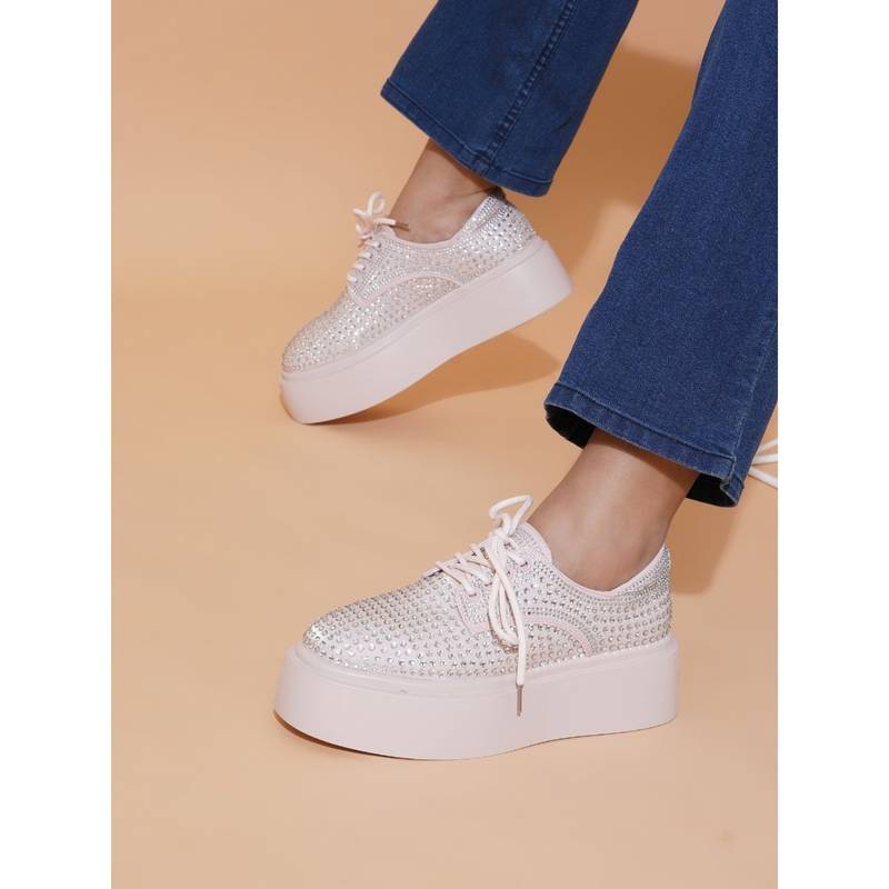 The White Pole Women's Pink Casual Sneakers (EURO 40)
