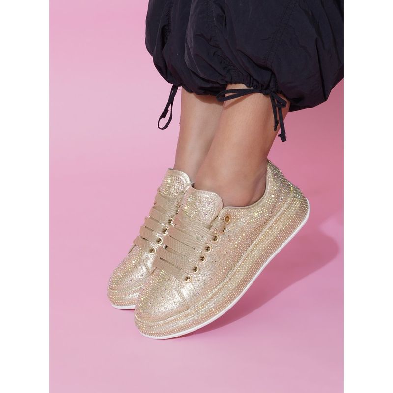 The White Pole Women's Golden Casual Sneakers (EURO 36)