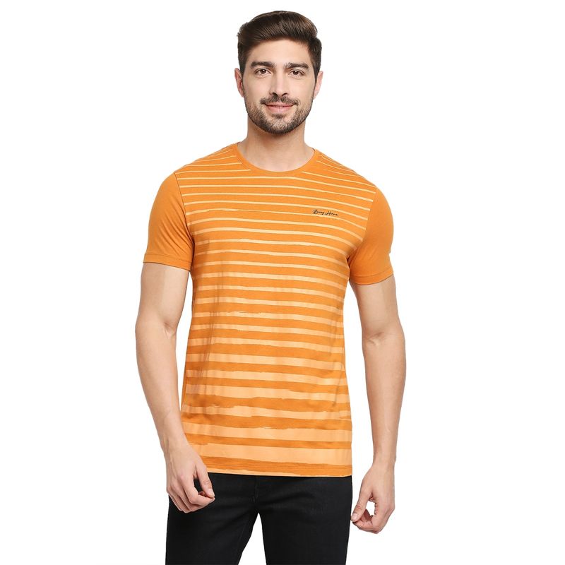Being Human Men Orange Stripes T-Shirt (S)