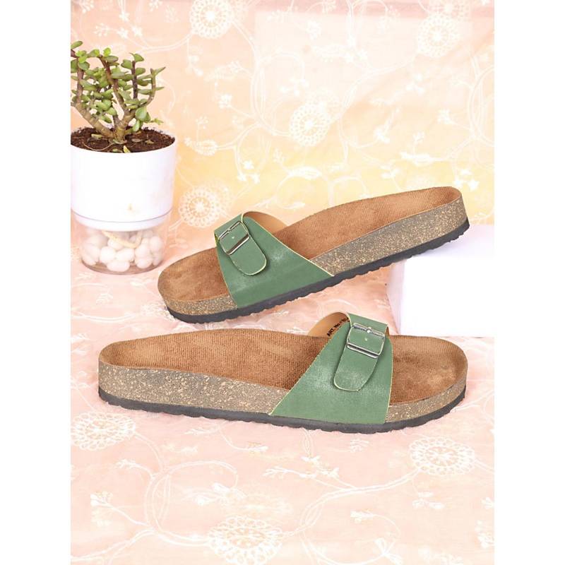 MOZAFIA Womens Green Round Toe Sandals (EURO 37)