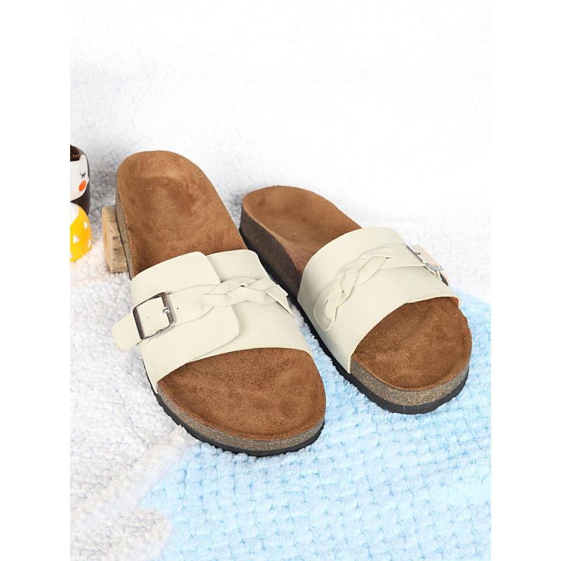 MOZAFIA Womens Cream Round Toe Sandals (EURO 41)