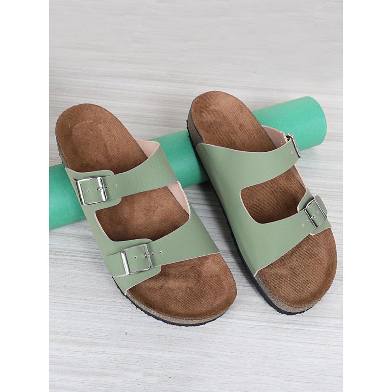 MOZAFIA Womens Green Round Toe Sandals (EURO 37)