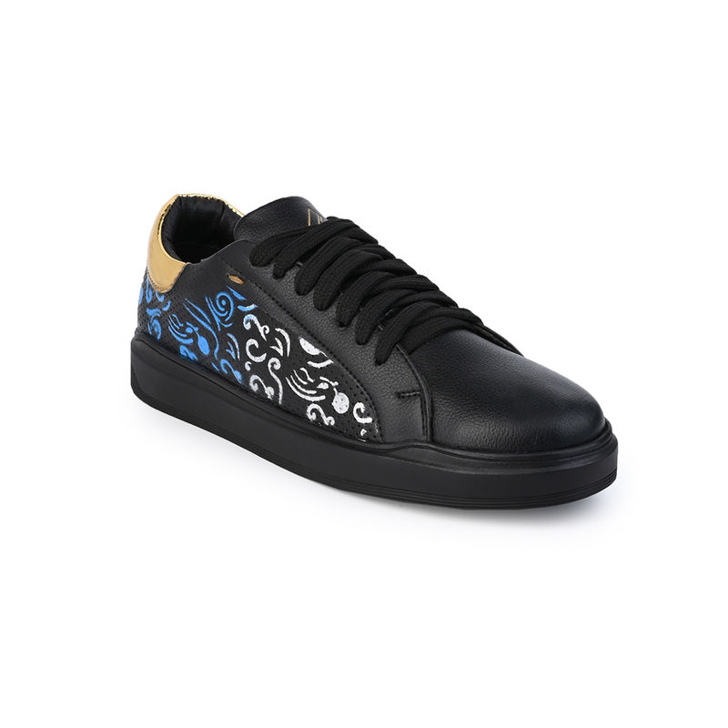 Alberto Torresi Black Printed Lightweight Stylish Sneakers (EURO 39)