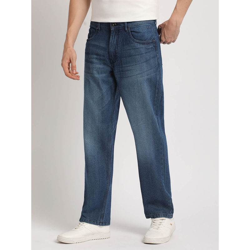 THE BEAR HOUSE Men Solid Mid Rise Straight Fit Jeans (36)