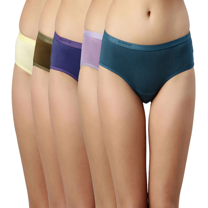 Enamor Cotton Mid-Rise Hipster Panties For Women (Pack of 5) (2XL)