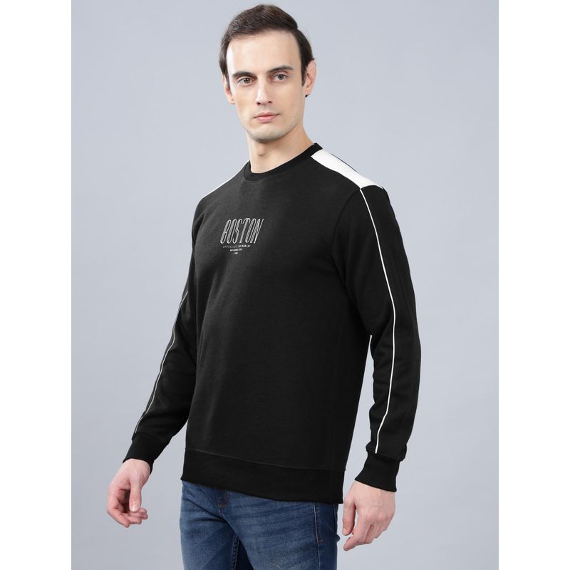 Cantabil Men Black Self Design Casual Winter Wear Sweatshirt (M)