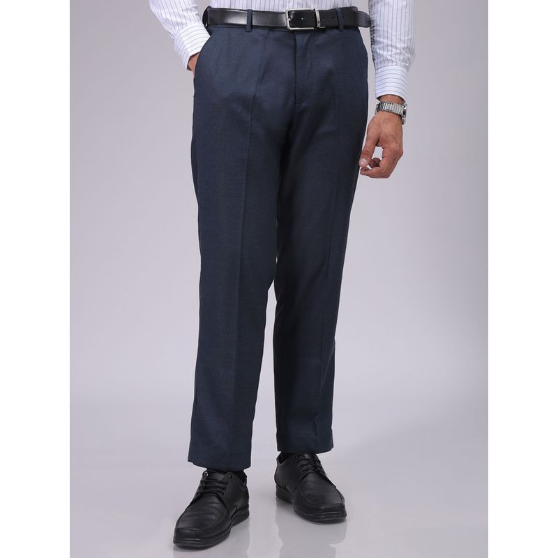 The Indian Garage Co Men Grey Regular Fit Solid Mid-Rise Stretchable Formal Trouser (32)