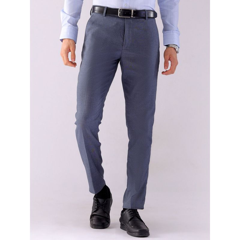 The Indian Garage Co Men Grey Slim Fit Solid Mid-Rise Stretchable Formal Trouser (30)