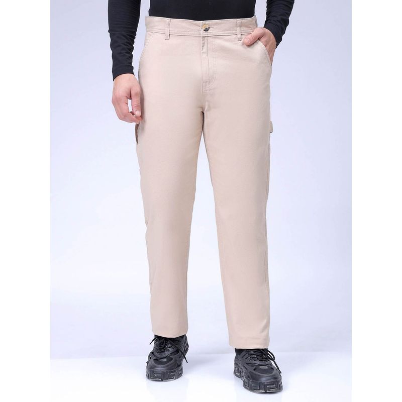 The Indian Garage Co Men Beige Relaxed Straight Fit Solid Mid-Rise Trouser (28)