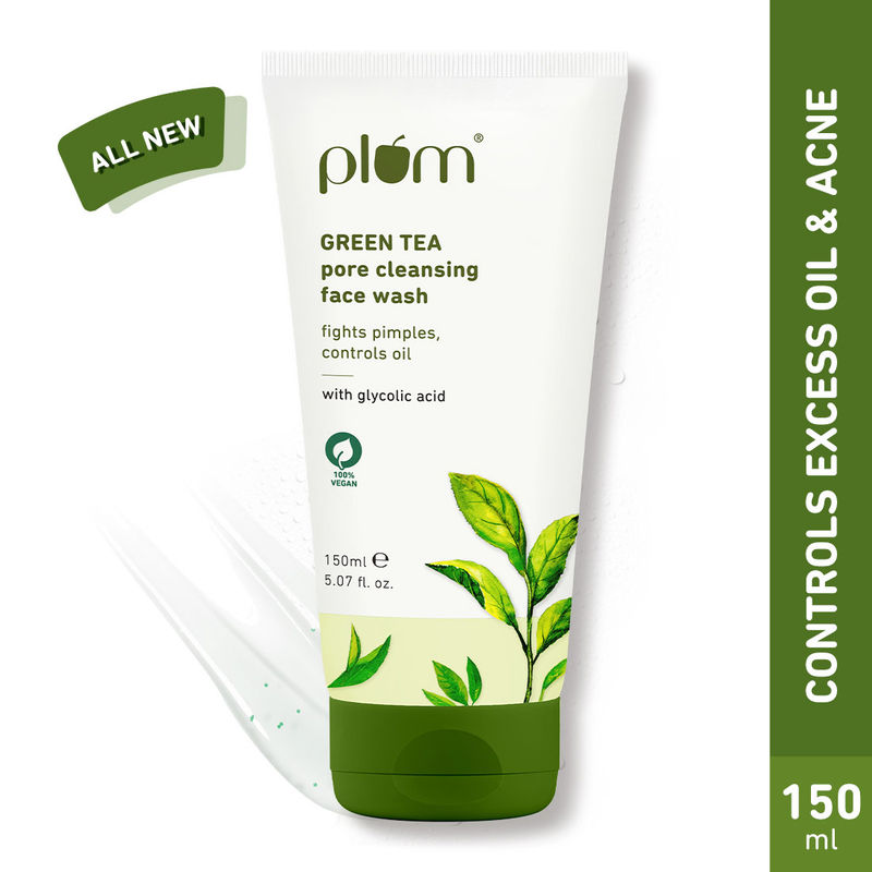 Plum Green Tea Pore Cleansing Gel Face Wash With Glycolic Acid - Fights Acne & Oil For Clear Skin
