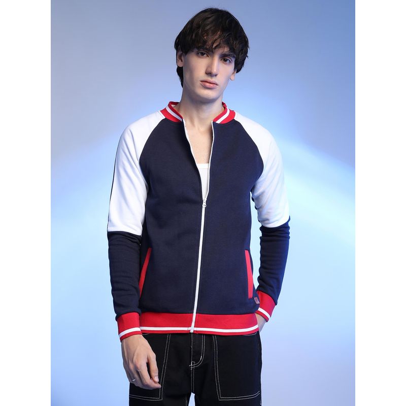 Campus Sutra Multi-Color Zip-Front Bomber Jacket (XL)