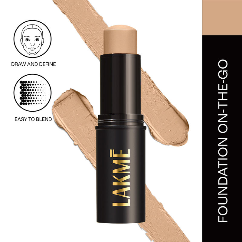 Lakme Facelift Foundation Stick + Concealer, Matte Finish, Easy To Blend - Warm Natural