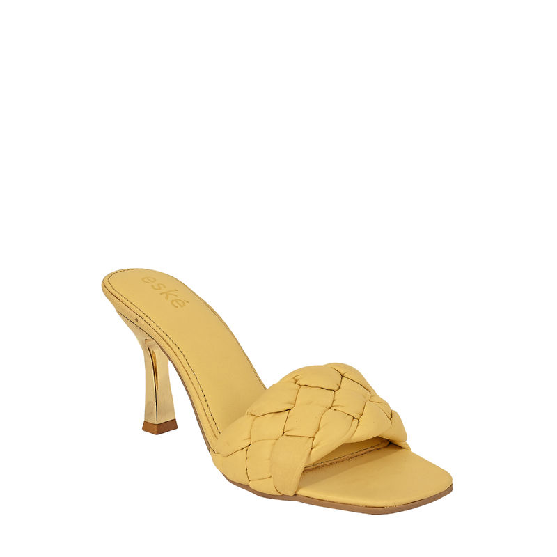 Eske Yellow Zoa Genuine Leather Kitten Stilettos (EURO 36)