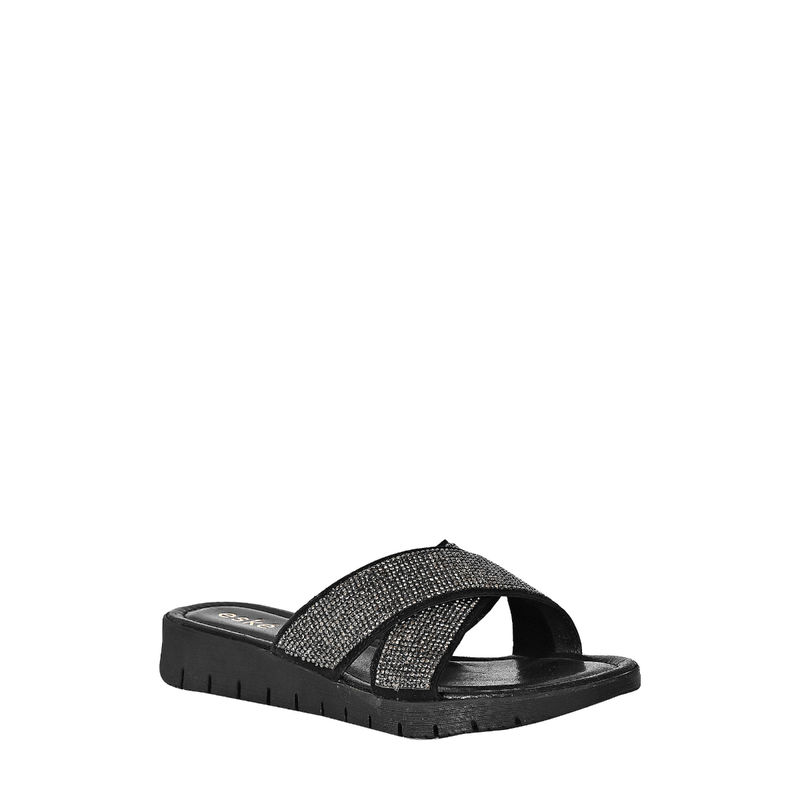Eske Black Sylvie Genuine Leather Slip On Sandals (EURO 40)