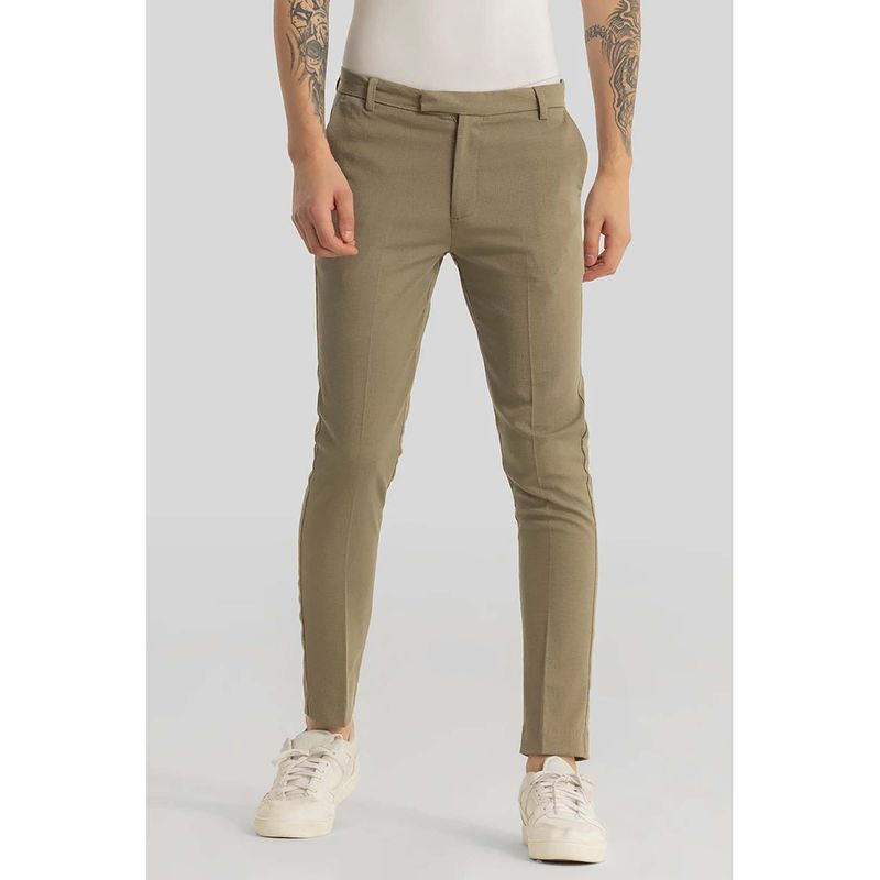 Snitch Yann Khaki Plain Slim Fit Trouser (32)