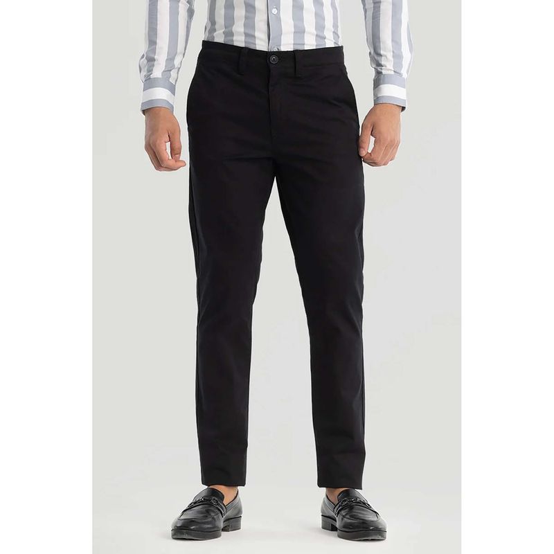 Snitch Jet Black Slim Fit Chinos (36)