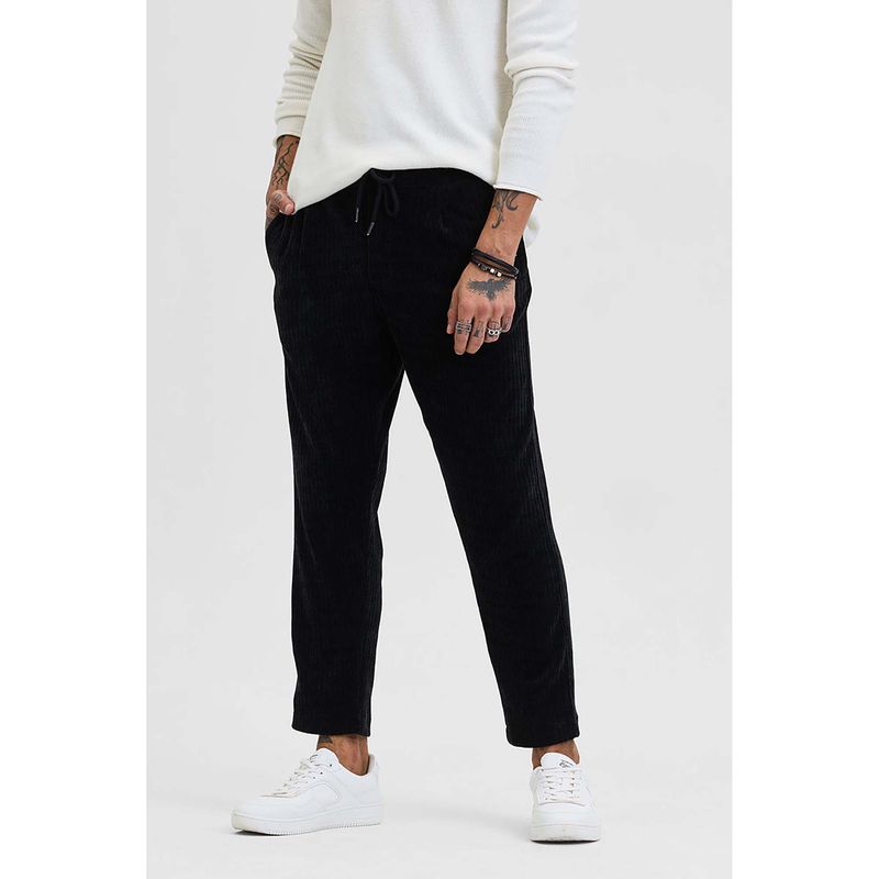 Snitch Black Corduroy Relaxed Fit Trouser (34)