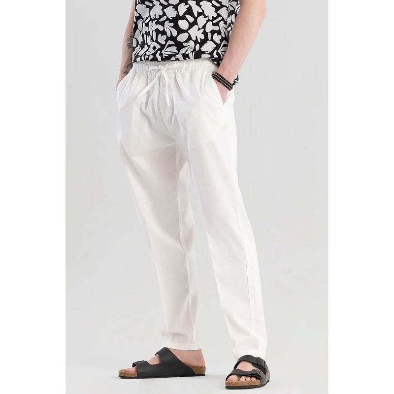 Snitch Wafty White Linen Trouser (30)