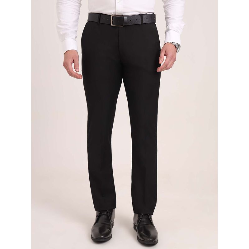 JadeBlue Black Lycra Blend Formal Trouser (36)