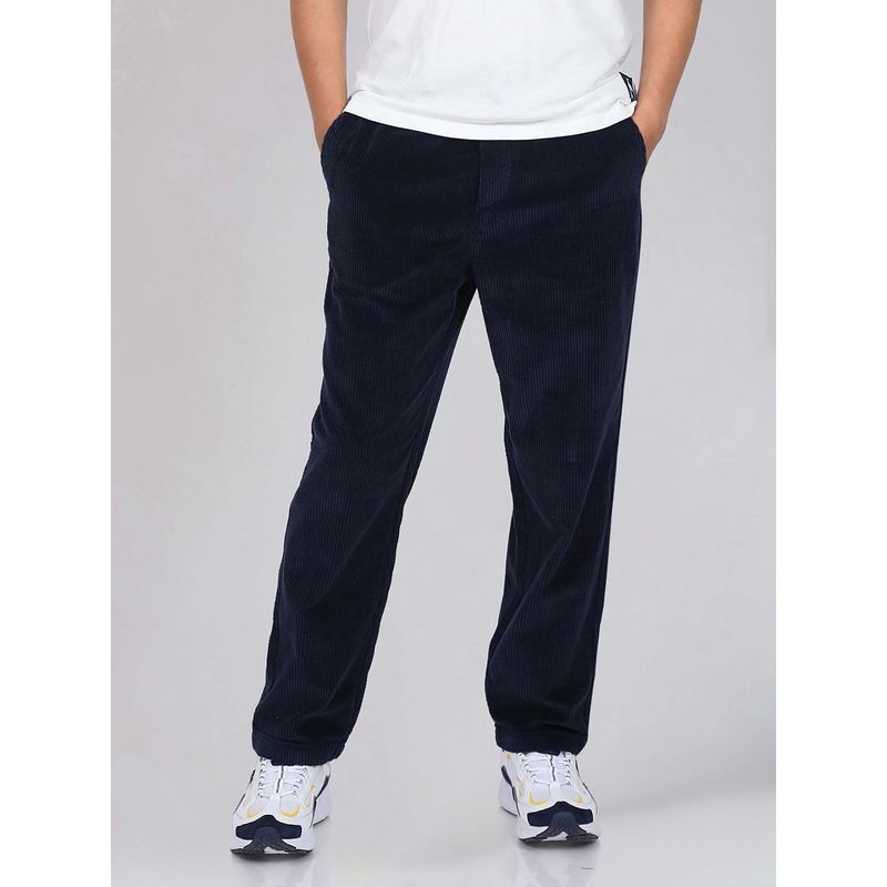 Wrangler Men Blue Mid Rise Relaxed Fit Trouser (30)