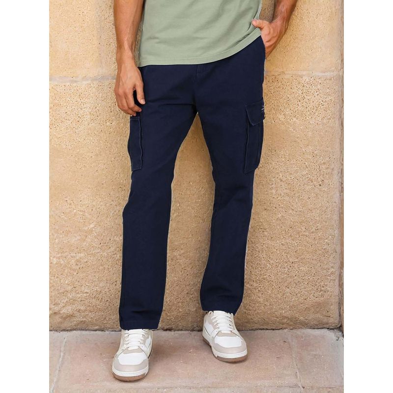 Wrangler Men Blue Mid Rise Slim Fit Trouser (32)