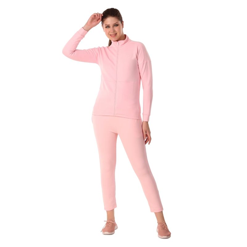 Vector X Pink Women Winter Wear High Neck Full Sleeves Sports Wear Tracksuit (Set of 2) (S)